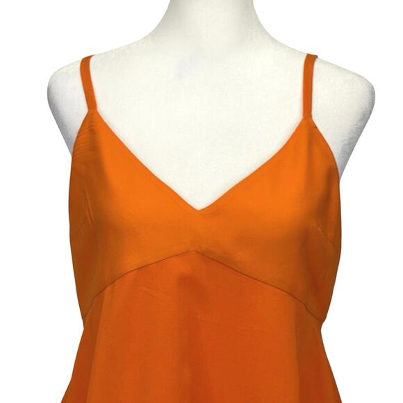 Alice + Olivia Delilah Silk Layered Mini Dress Orange Asymmetrical Hem Sz 8 - Picture 4 of 9
